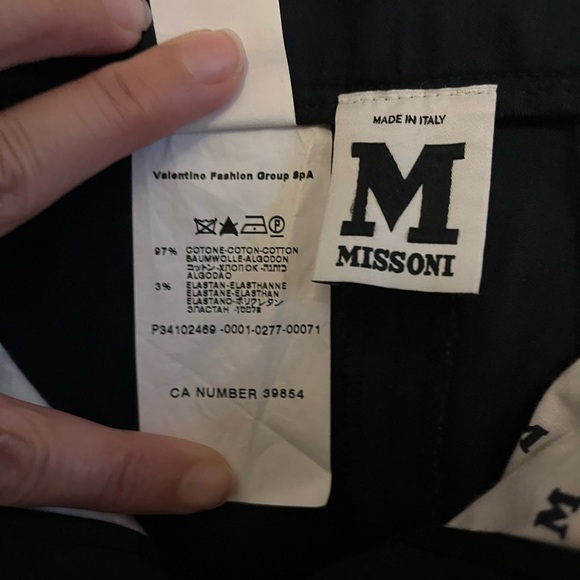 M Missoni classic flat front women’s Navy flare trousers made in Italy US sz 8 - Picture 9 of 12